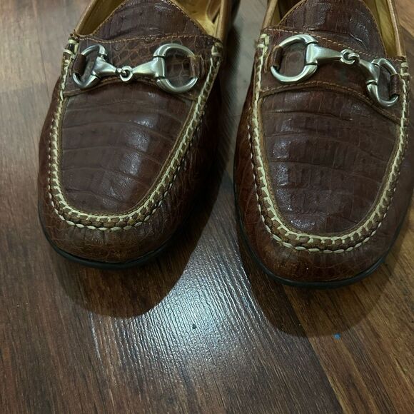 MARTIN DINGMAN Brown Leather Loafers with Silver Detailing SIZE 11.5 main image 9